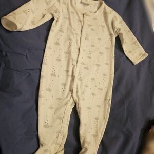 Adorable White And Gray Baby Footie, 3mo